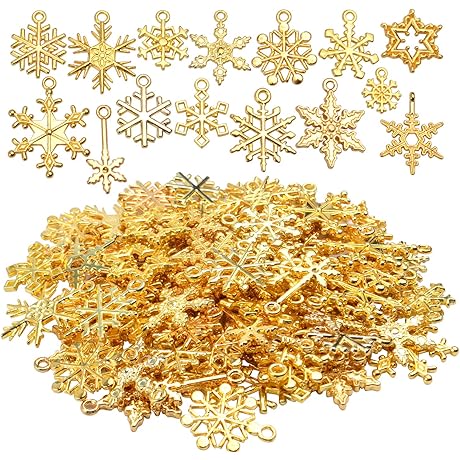 Christmas Snowflake Charms: Dazzling Gold-Plated Delights