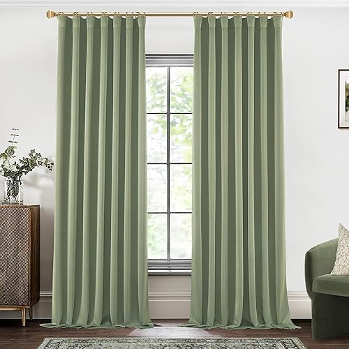 Miniatura 56 de SHINELAND Cortinas opacas de 102 pulgadas para sala de estar, cortinas opacas con pestaña trasera de 102 pulgadas de largo para dormitorio, Crema