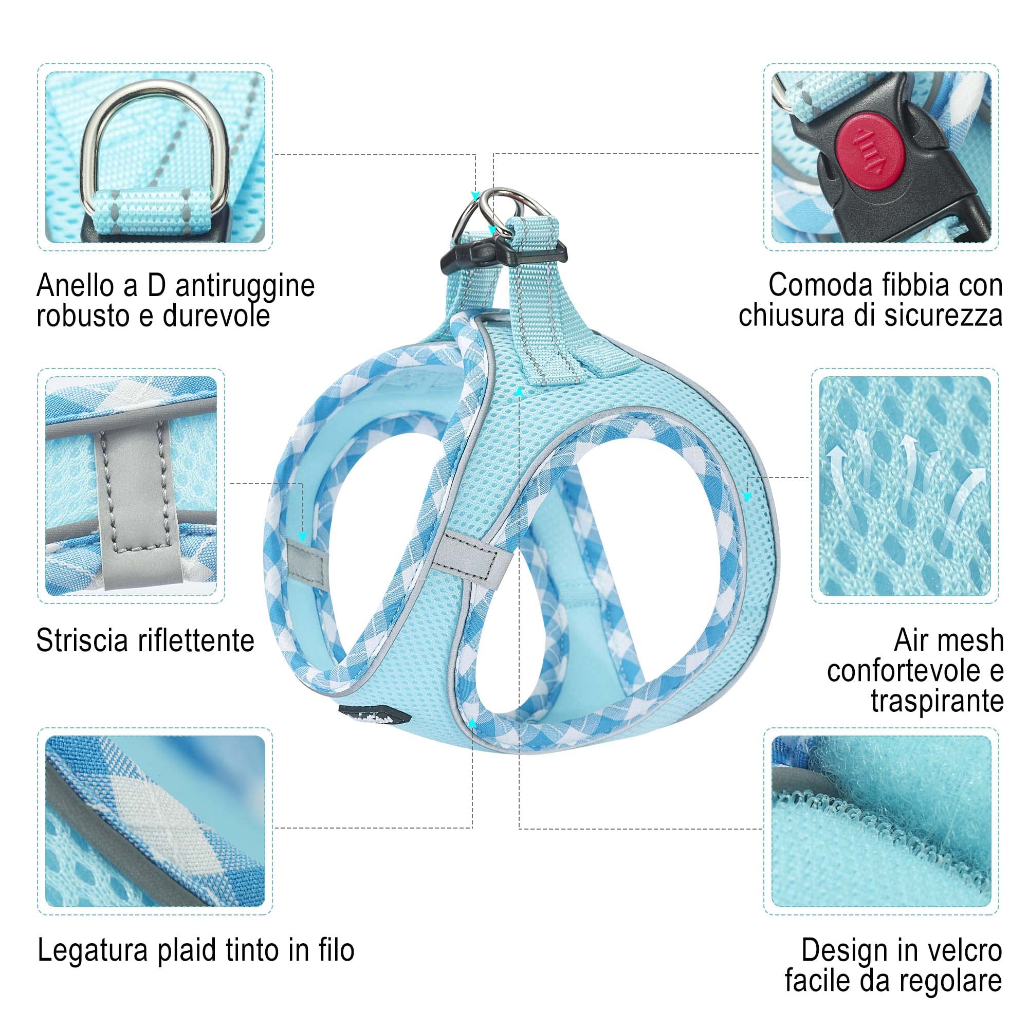 haapaw Pettorina per cani e guinzaglio, senza tirare, regolabile, riflettente Step-in, pettorina imbottita ispessita, per cani extra piccoli/piccoli e medi