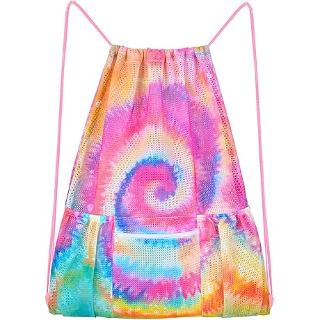 Fiodrimy Mesh Drawstring Backpack Bag: The Beach Bag for Teens