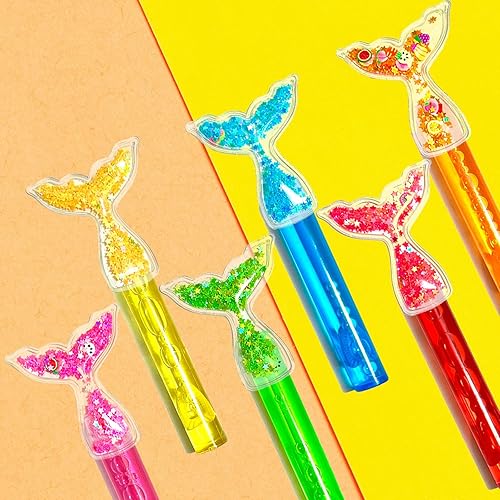 Miniatura 2 de uoyoi Recuerdos de fiesta de sirena, 24 varitas de burbujas con purpurina para niños, linda varita de burbujas de sirena para suministros de fiesta
