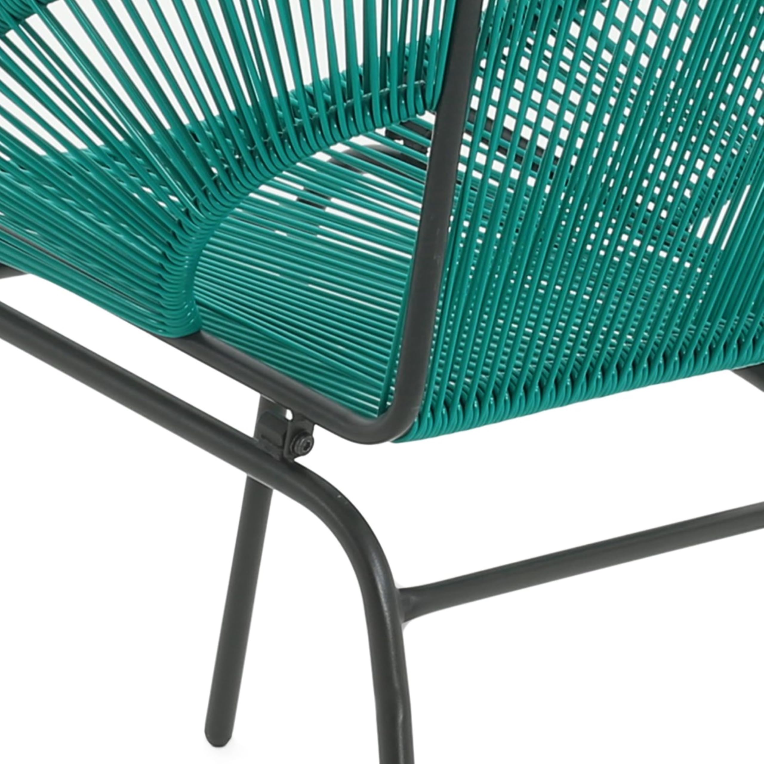 Juego de 2 sillas de mimbre para exteriores, sillas de club de tejido, sillas de asiento tejidas con cesta redonda, patas duraderas con marco de hierro, sillas de ratán para 5