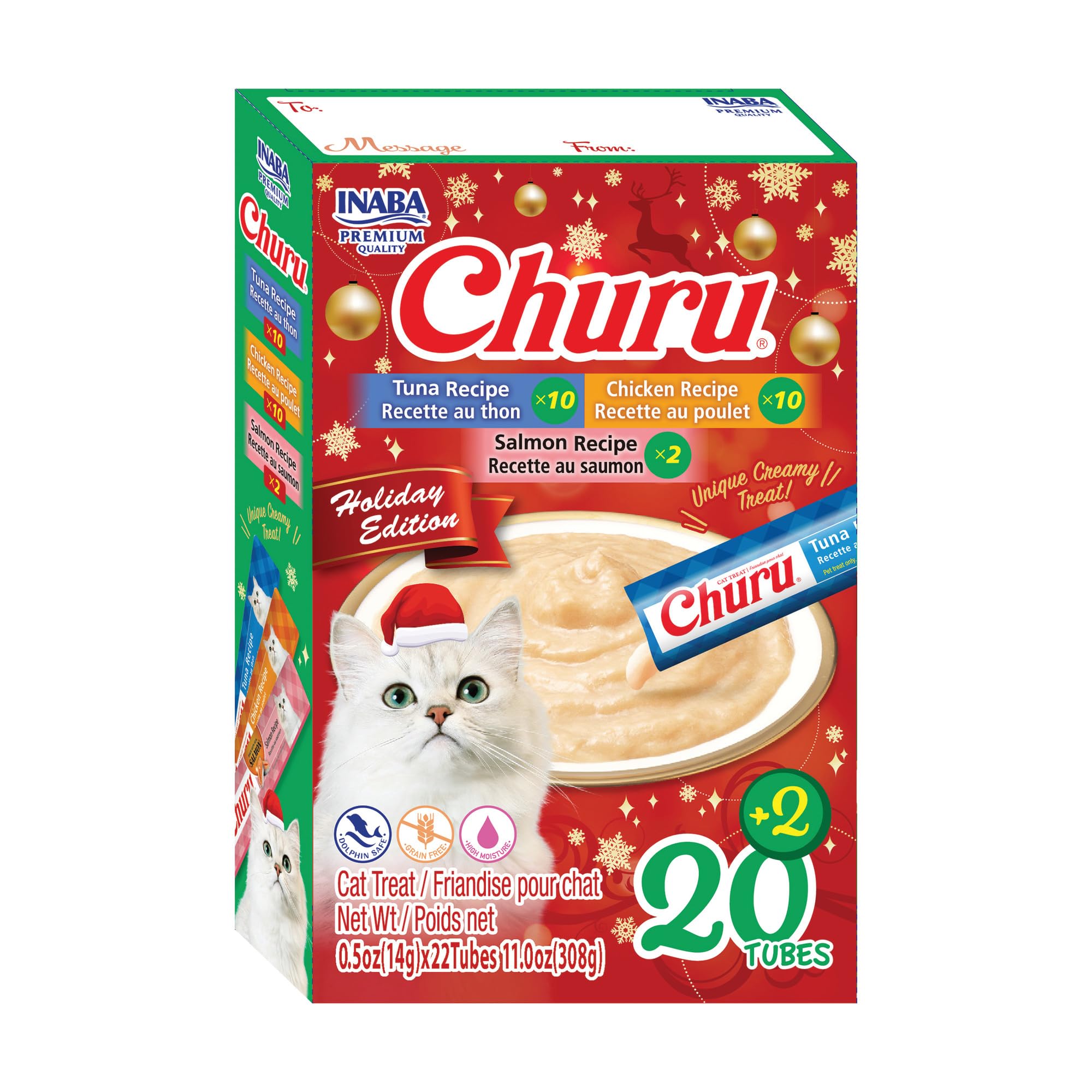 INABA Churu Cat Treats Lickable Tubes, Holiday Variety Pack, 22ct