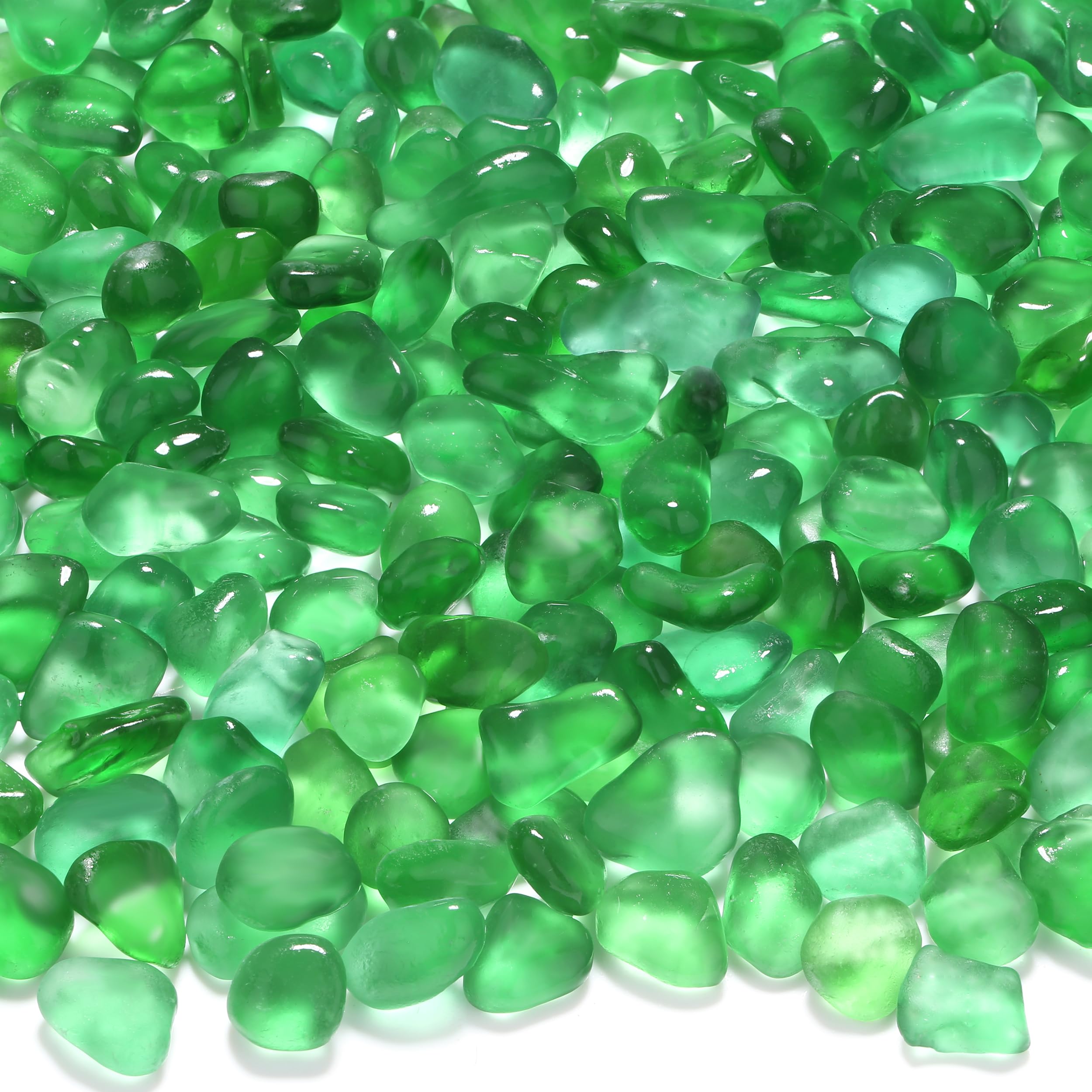 MAIBAOTA 0.85LB Green Frosted Sea Glass Pebbles Small Decorative Stones for Aquarium Rocks Fish Tank Gravel Plant Pots Vase Fillers DIY Crafts Home Garden Decorations (385g)