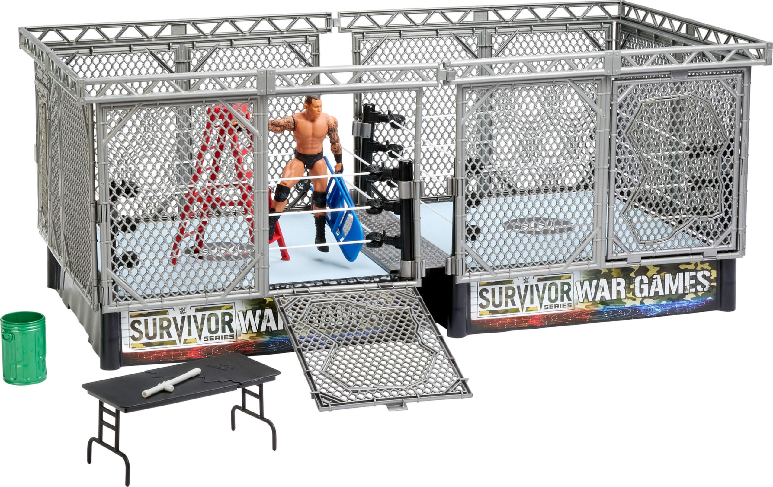 Mattel WWE Survivor War Games - Set da gioco con action figure, 2 anelli, gabbia e 5 accessori, include Randy Orton da 15,2 cm da collezione