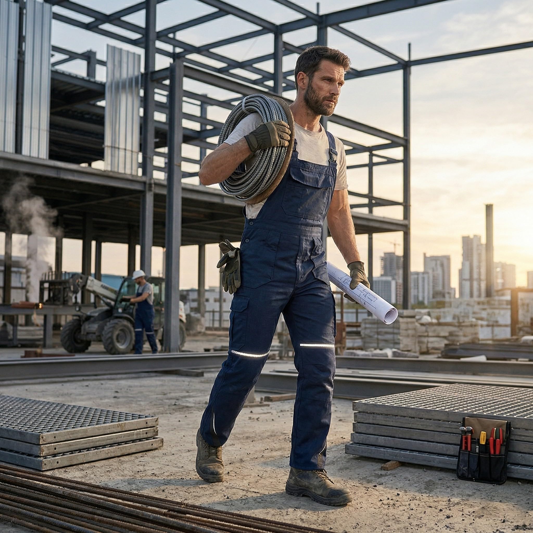 BWOLF DRIFT Salopette da Lavoro Uomo con Pettorina con Tasche Multifunzionali, Tessuto Ripstop con Molte Tasche
