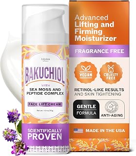 LilyAna Naturals Bakuchiol Face Lift Cream with Sea Moss and Peptide Complex - Face Cream for Women - Moisturizing and Lifting Facial Cream - Anti-Aging Overnight Moisturizer - Made in the USA - 1 oz