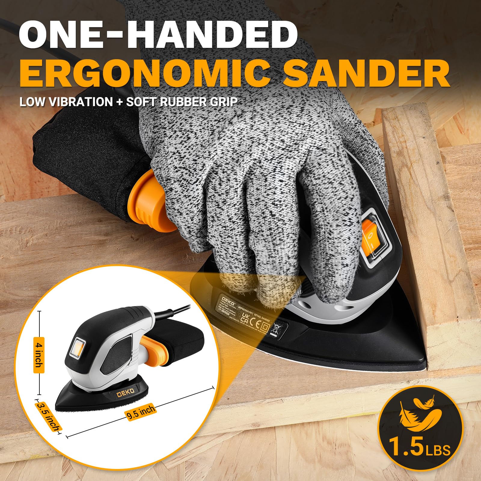 DEKOPRO Detail Sander - Smooth Finishes & Tight Spaces -3