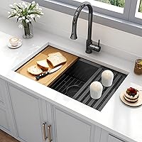 Vista 56 de Fregadero de barra negro, fregadero de cocina negro de montaje inferior de 15 pulgadas, fregaderos de cocina de 15 x 15 x 10 pulgadas, fregadero