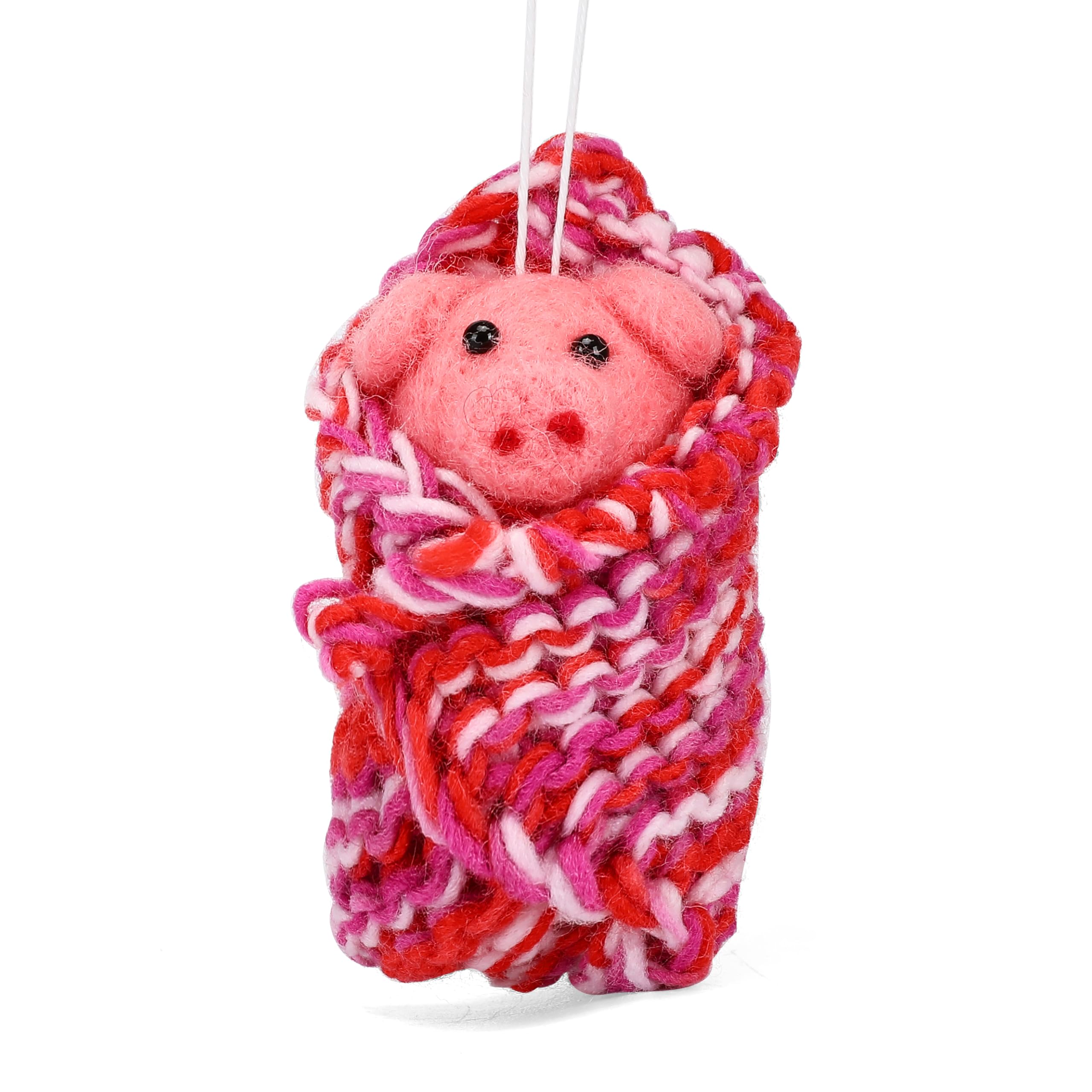 Pigs in Blankets Christmas Decoration - Xmas Hanging ornament - Tree Decoration (Pink)