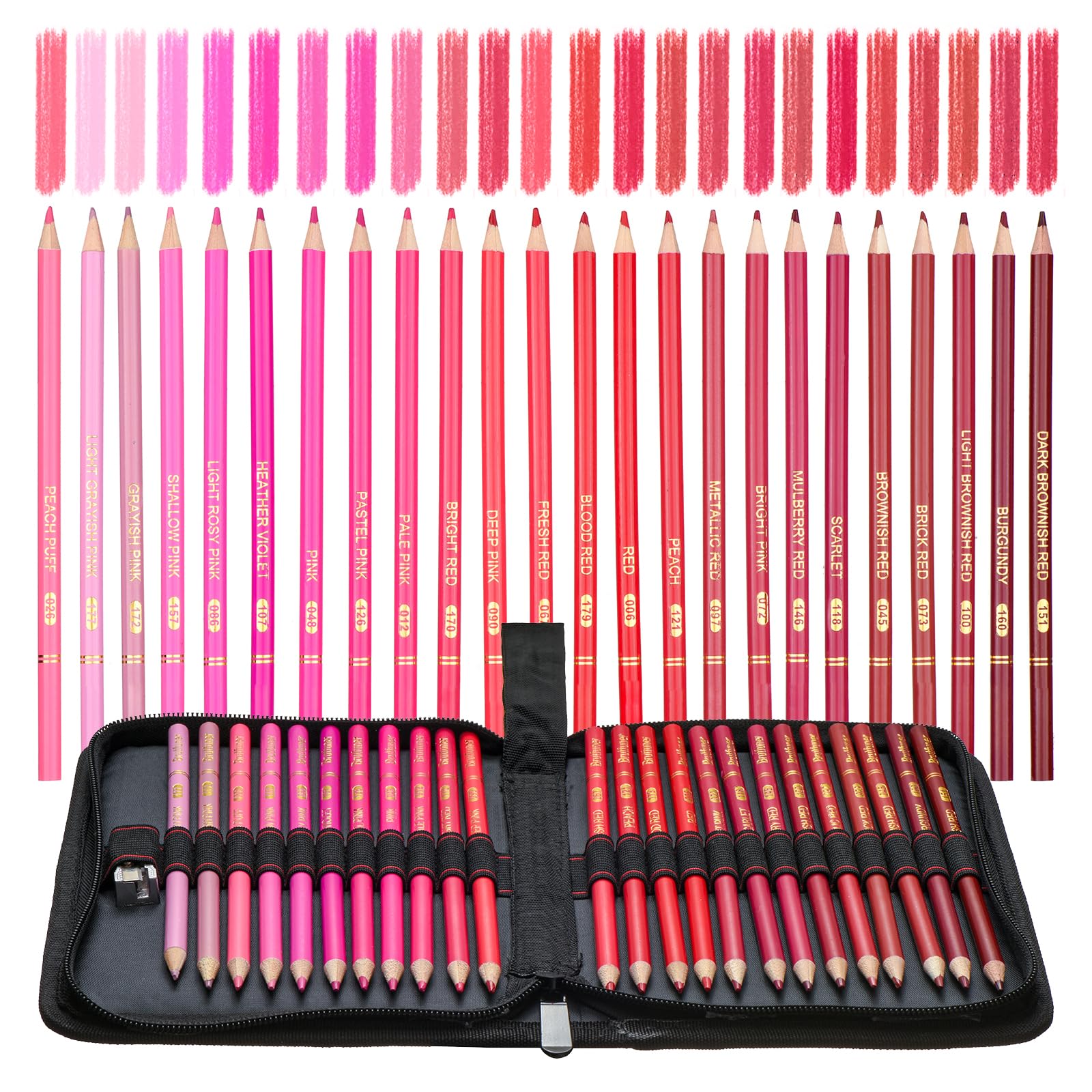 Red Pink Colored Pencils,Oil Based Wooden Colored Pencil Set for Adults Coloring Books Dr…