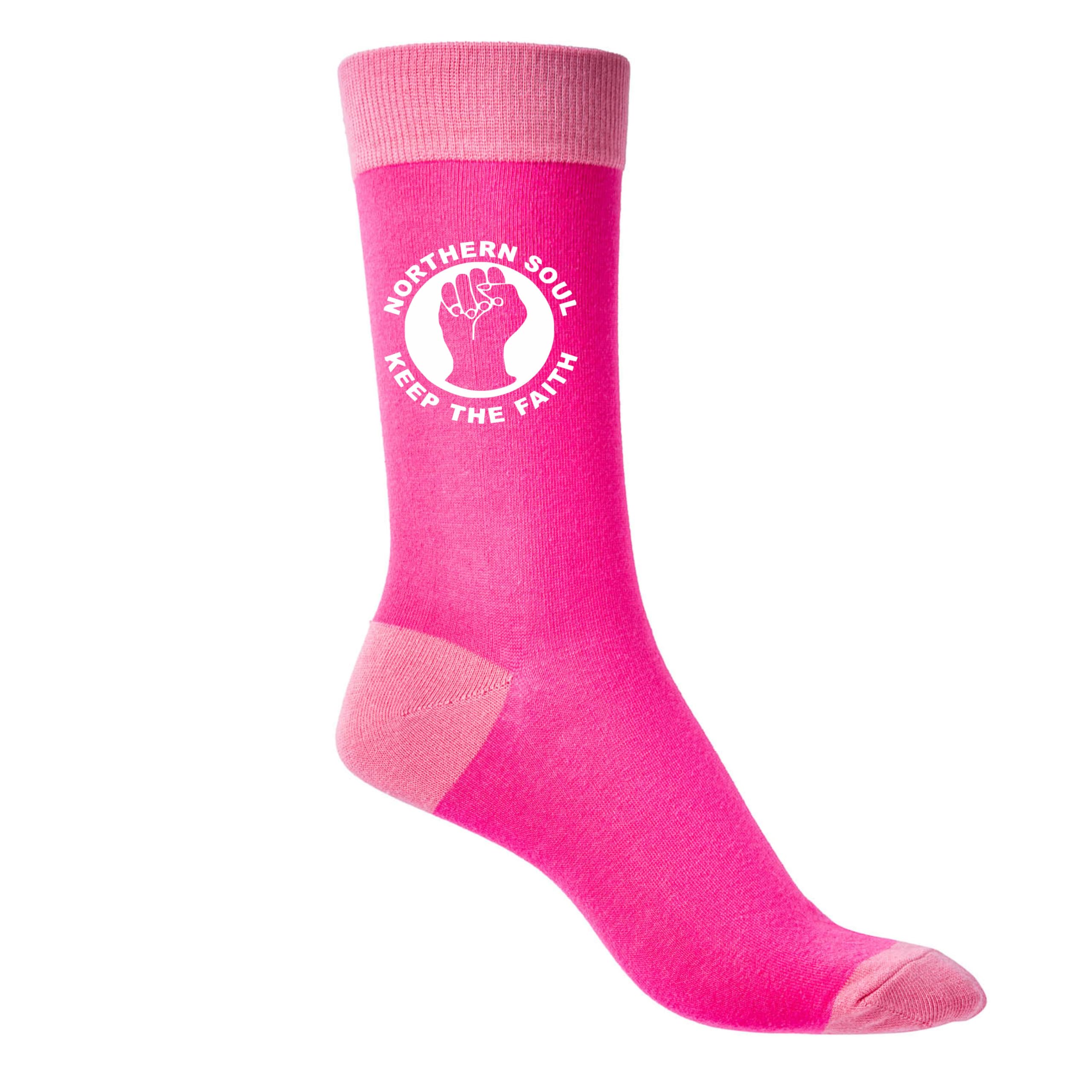 Print4U Northern Soul Ladies Pink Funny Socks Novelty Music Lover Birthday Gift