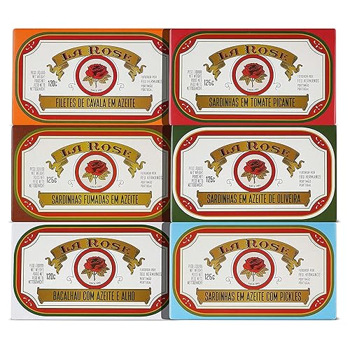 Miniatura 1 de La Rose - Set de Conservas Portuguesas - 6 Tipos - Sardinas - Bacalao - Caballa