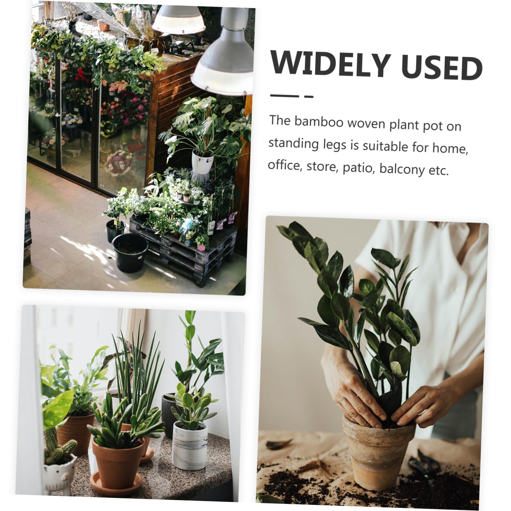 VILLCASE Pot de Fleurs en Bambou Tressé sur Pieds pour Intérieur Salon et Balcon, Grand Support Porte-Plantes D'intérieur, Étagère à Jardinière Stable et Naturelle, Panier à Plantes