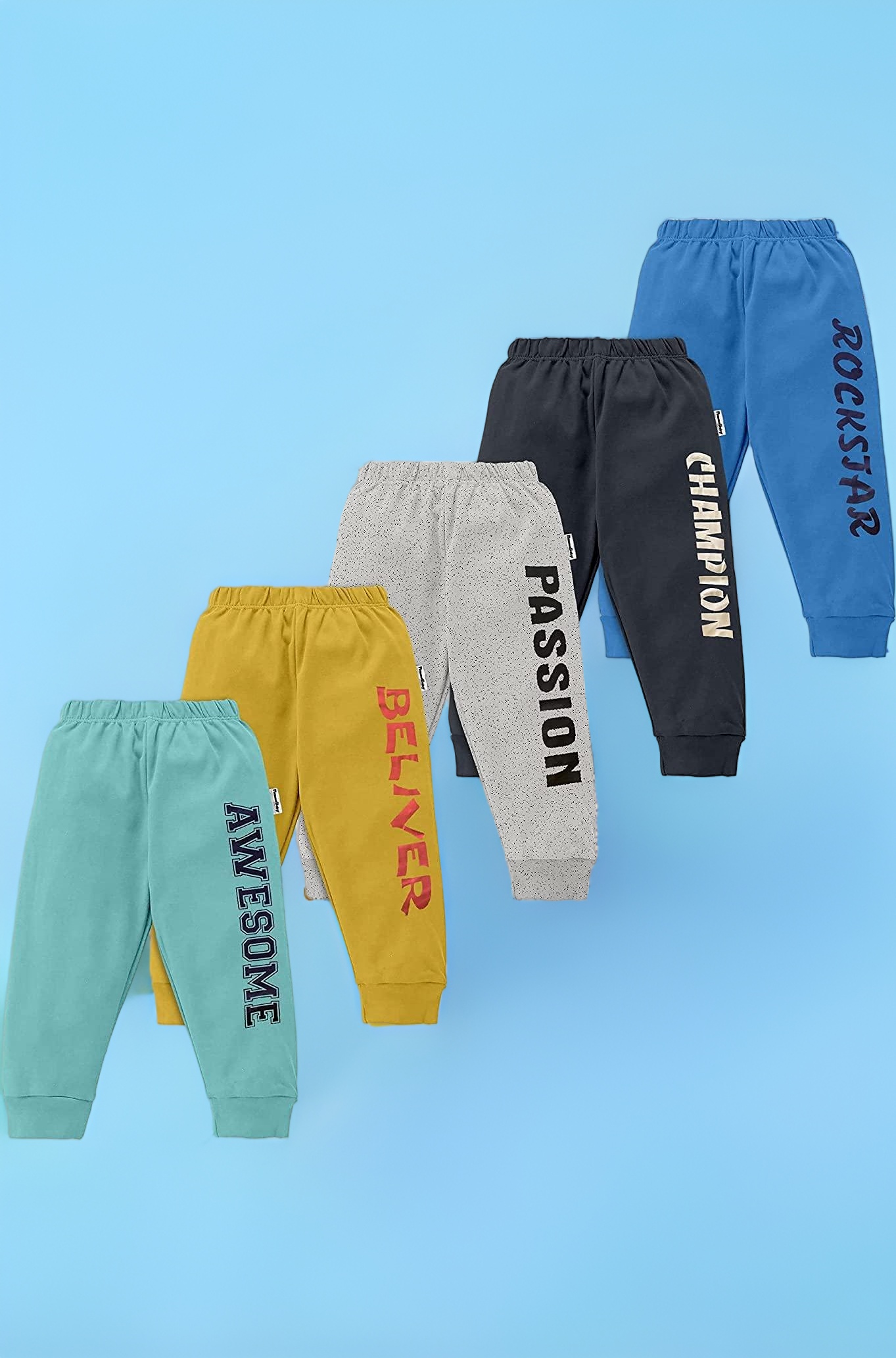 NammaBaby Baby Boys Regular Fit Mid Rise Cotton Printed Track Pants Trackpants (Assorted Prints)