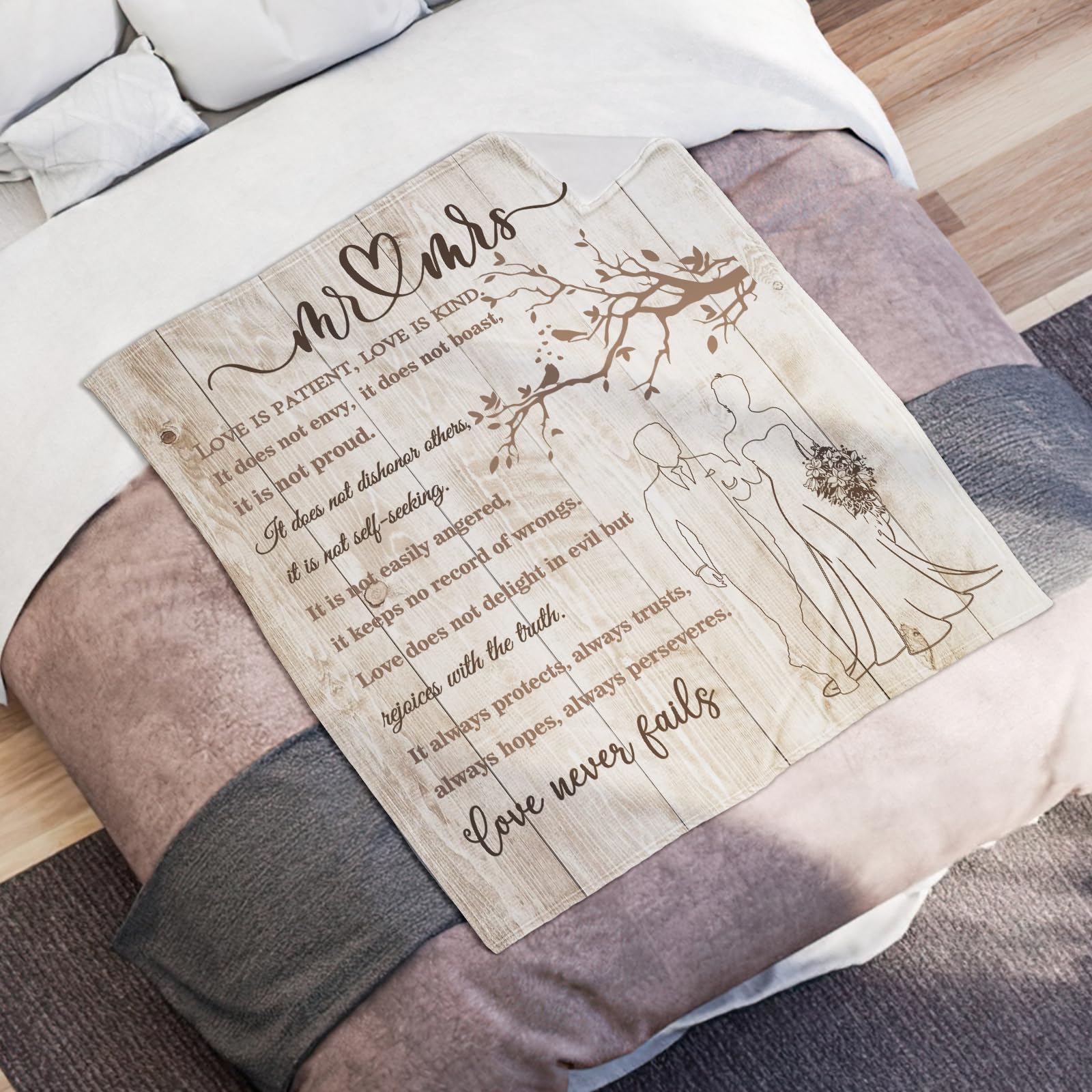 Wedding Gifts for Couples 2026 Soft Blanket, Bridal Shower Gifts for Bride to Be, Anniversary Mr and Mrs Gifts, Wedding Gifts for Newlyweds Wedding Throw Blanket 60 * 50