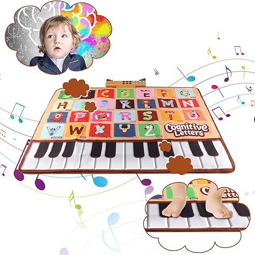 Miniatura 6 de Bluejay Baby Piano Mat, Musical Keyboard Learning Toys with 26 Letters, Electronic Music Animal Touch Play Mat Toddler Toys Gifts for Boys and Girls