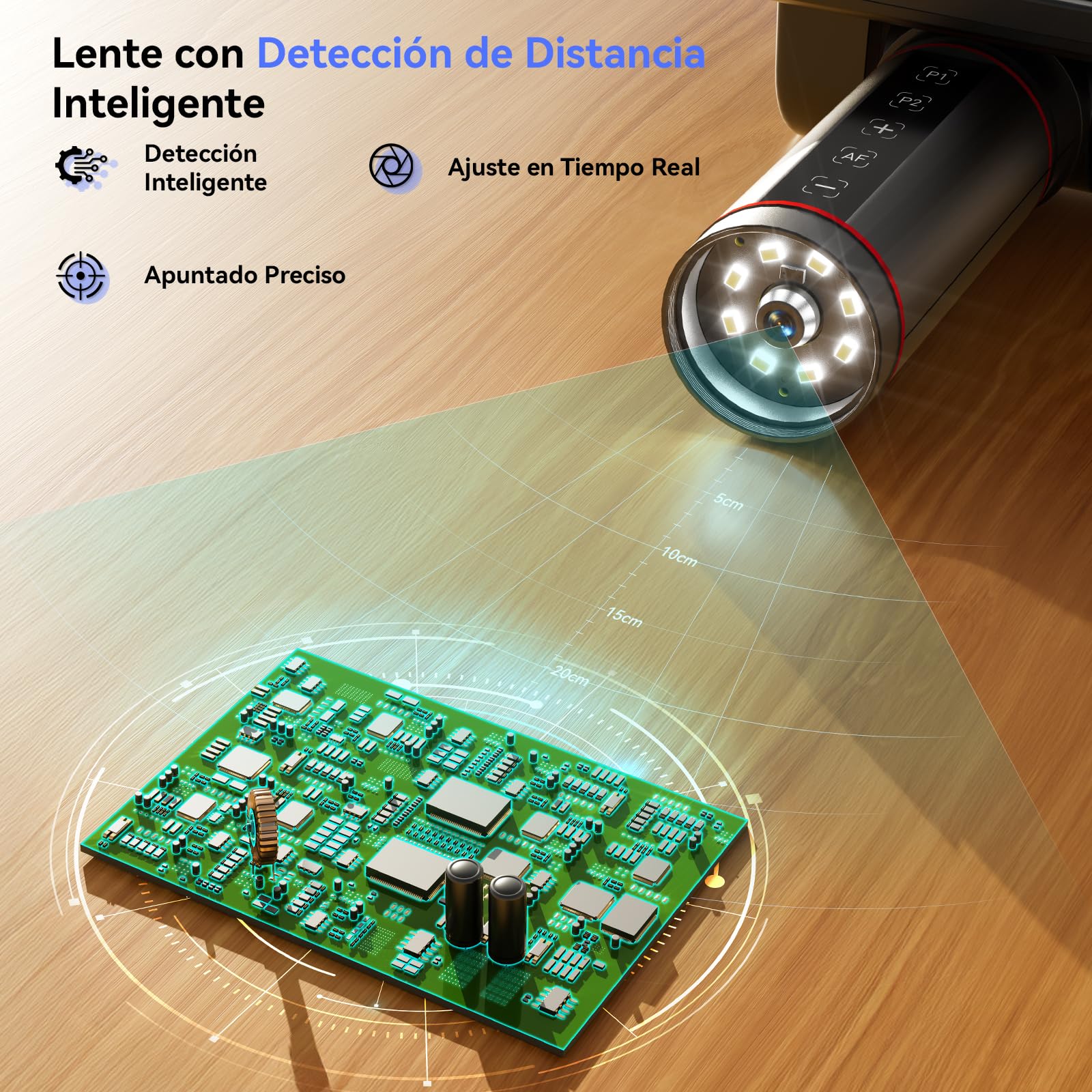 TOMLOV TM4K-AF Flex 4K 8" Microscopio Digital con Autofoco, 52MP HDMI Magnificación Profesional 2000X para Monedas, Brazo Flexible, Alfombrilla de Soldadura, Luces Laterales, Compatible PC/TV, 64GB