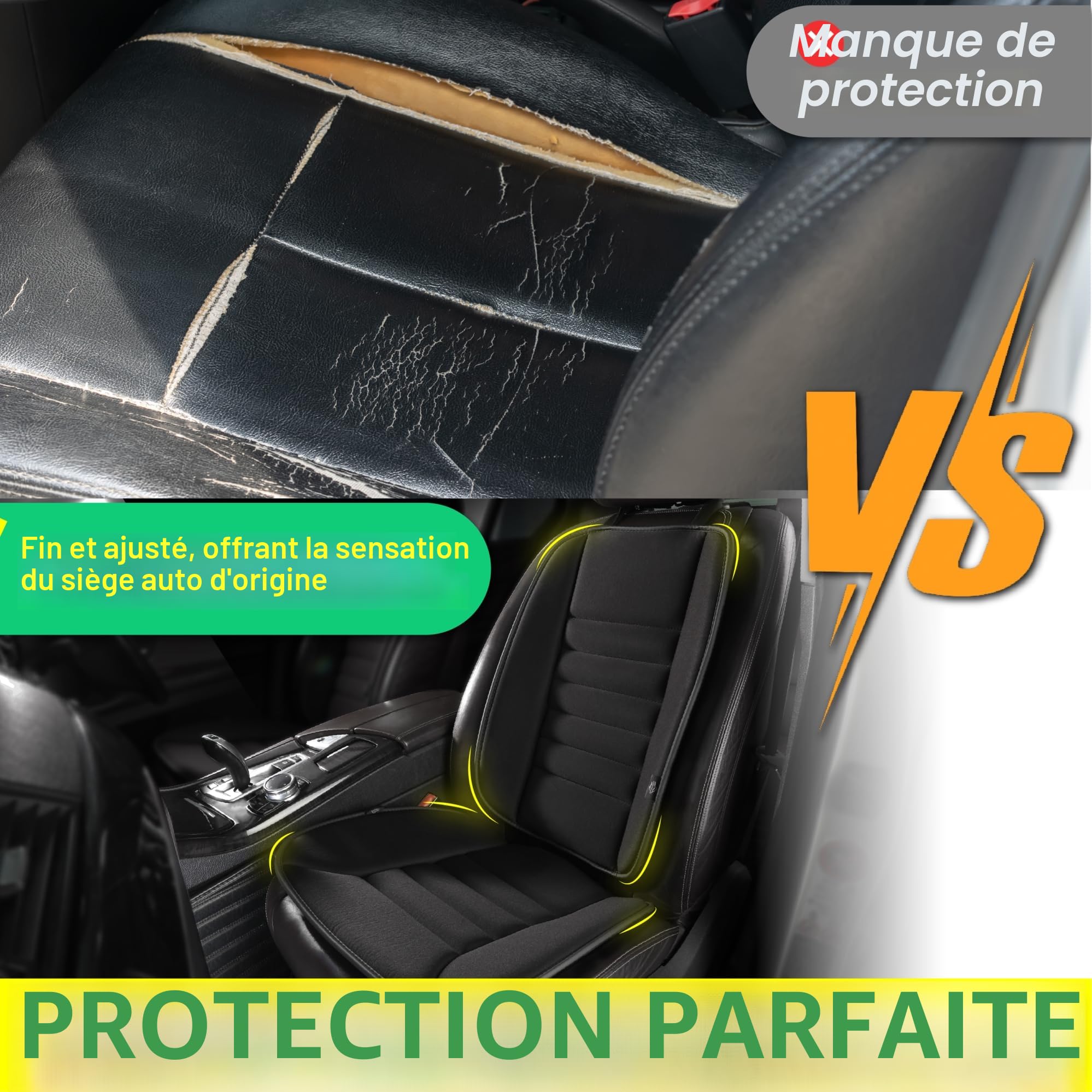 kingphenix Coussin de siège de voiture avec oreiller de soutien dorsal : Design en mousse à mémoire de forme pour un confort amélioré et un soulagement de la douleur, idéal pour les conducteurs et