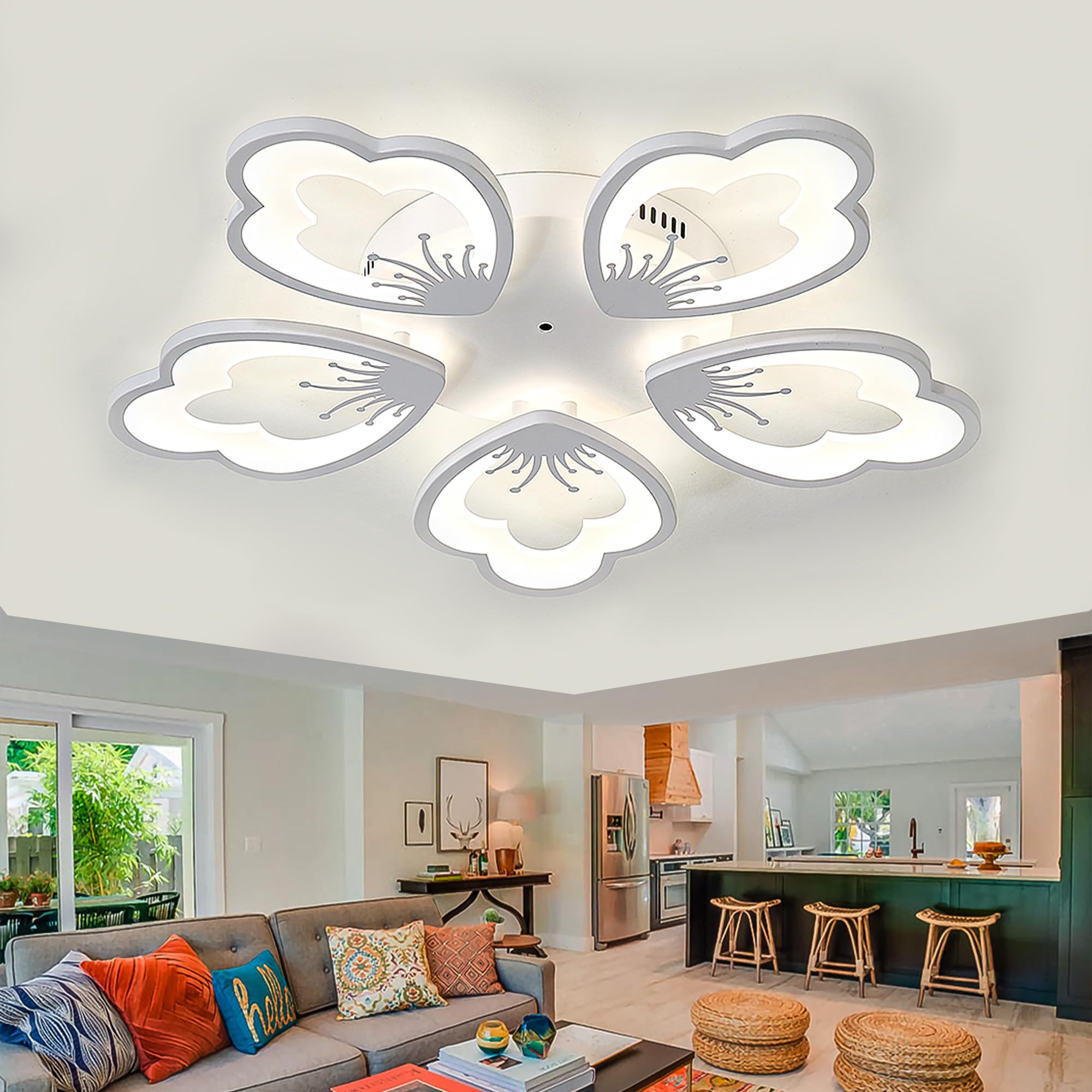 36W LED Lampy Sufitowe Z Pilotem APP Funkcja Pamięci Kwadratowe Oświetlenie Sufitowe Ściemnialne Bez Migotania Ochrona Oczu Lampa Sufitowa Sypialnia Kuchnia Salon Jadalnia Biuro Gabinet-White