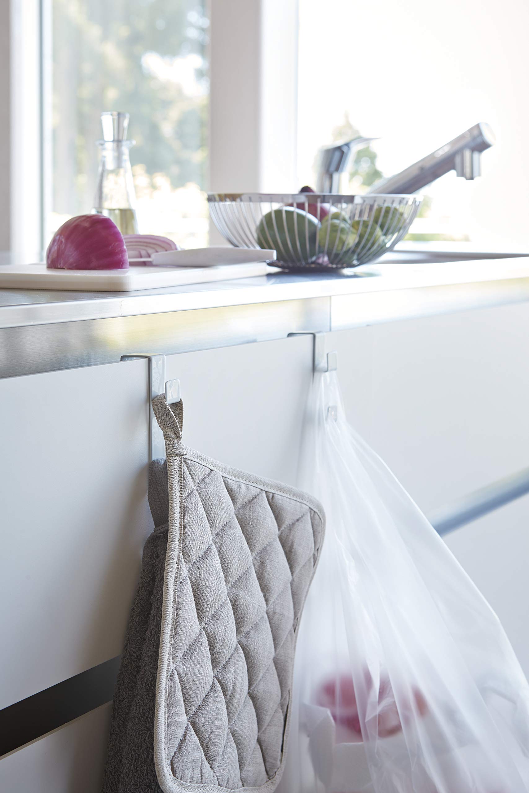 Yamazaki 2782 TOWER Under-Sink Hook x2, white, Steel, Minimalist, 1.5 x 3.8 x 7.2 cm - Image 2