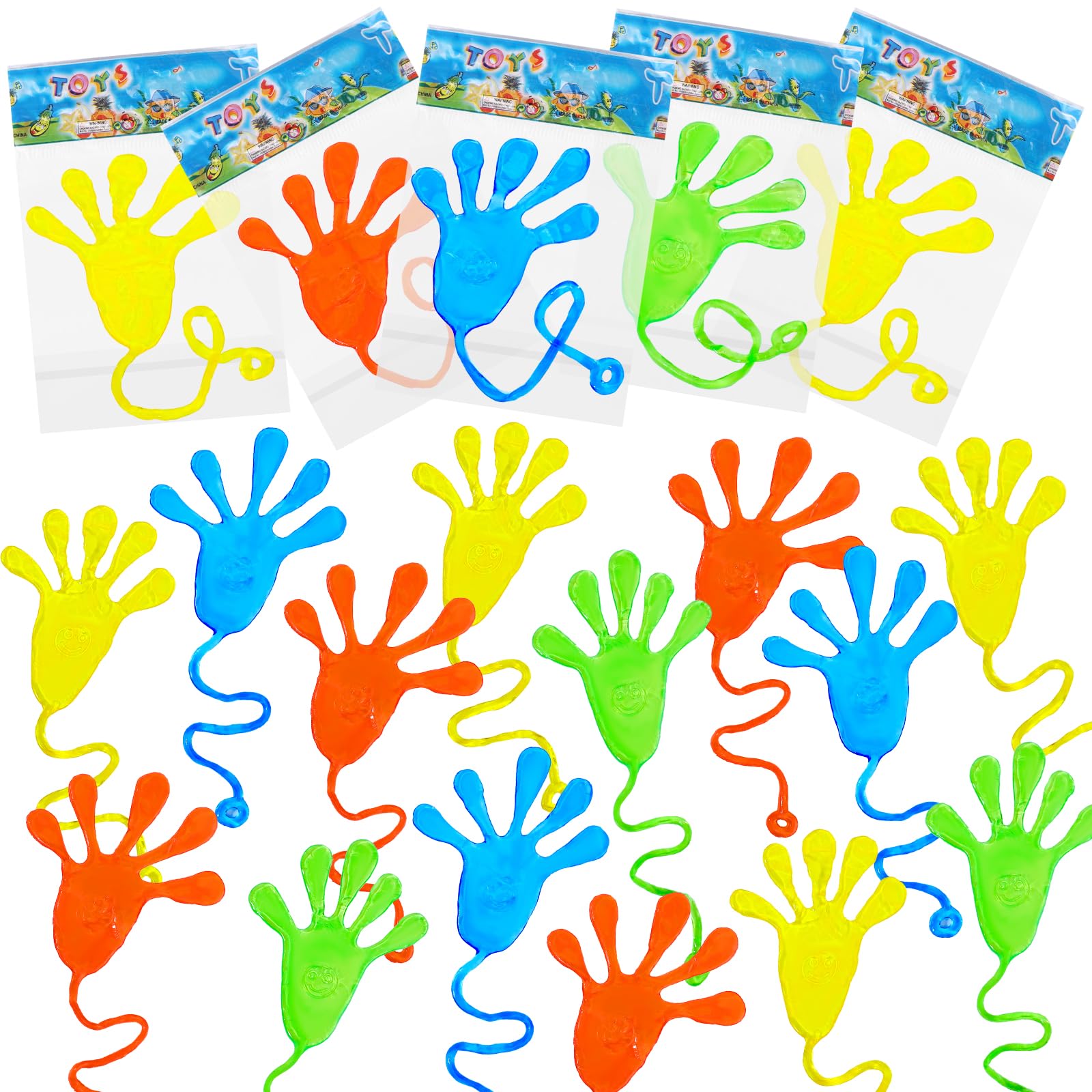 50 Pcs Sticky Hands Easter Egg Fillers Party Favor for Kids Sticky Hands Sensory Toys Easter Basket Stuffers Loot Bag Fillers Classroom Gifts Birthday Gifts Pinata Filler (Random Color)