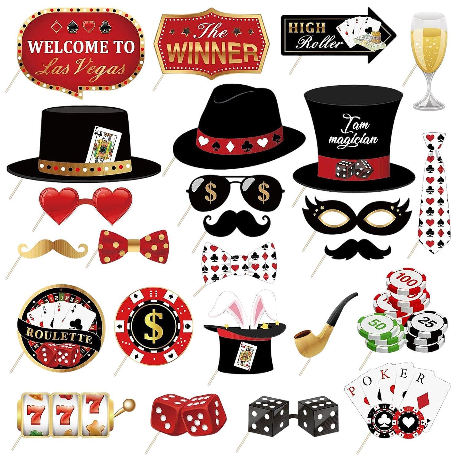 LSYYSL 25 Pieces Of Playing Card Theme Photo Props, Creative Party Decorations, Interesting Photo Props, Party Supplies