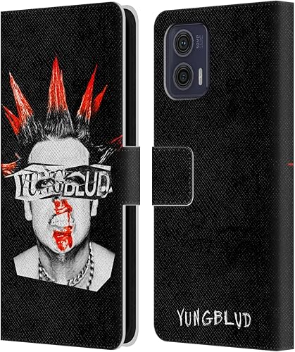 Head Case Designs Officially Licensed Yungblud Face Graphics Leather Book Wallet Case Cover Compatible with Motorola Moto G73 5G