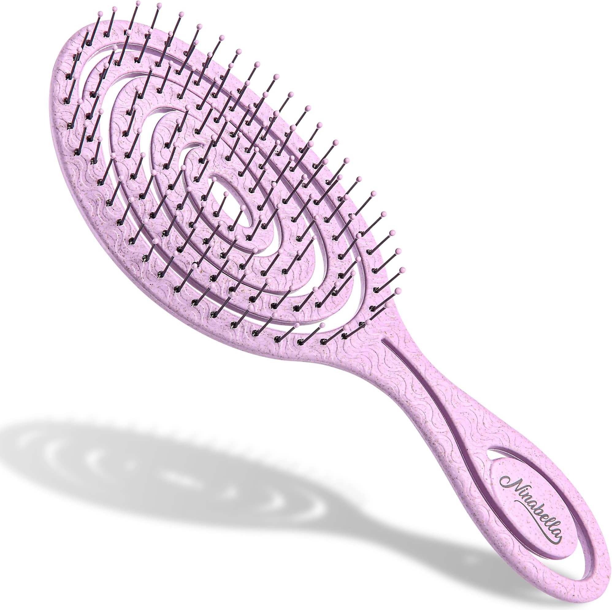 Detangling Hair Brush for Women & Men - Does not Pull, Removes Tangles, Brushes for Straight, Curly & Wet Hair - Detangle Brush - Unique Spiral Hairbrush, Lilac
