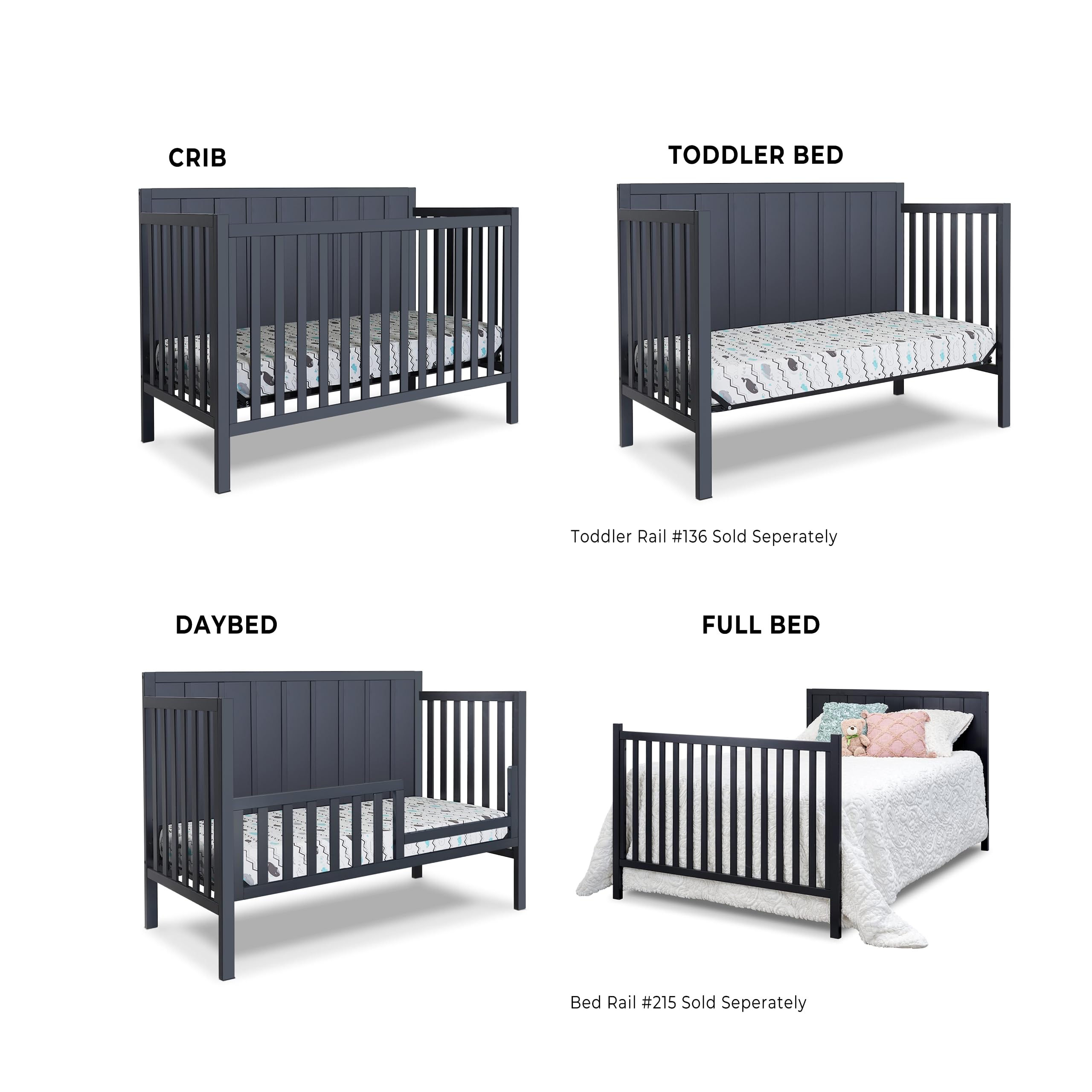 Sorelle Furniture Essex Crib Classic 4-in-1 Convertible Crib, Made of