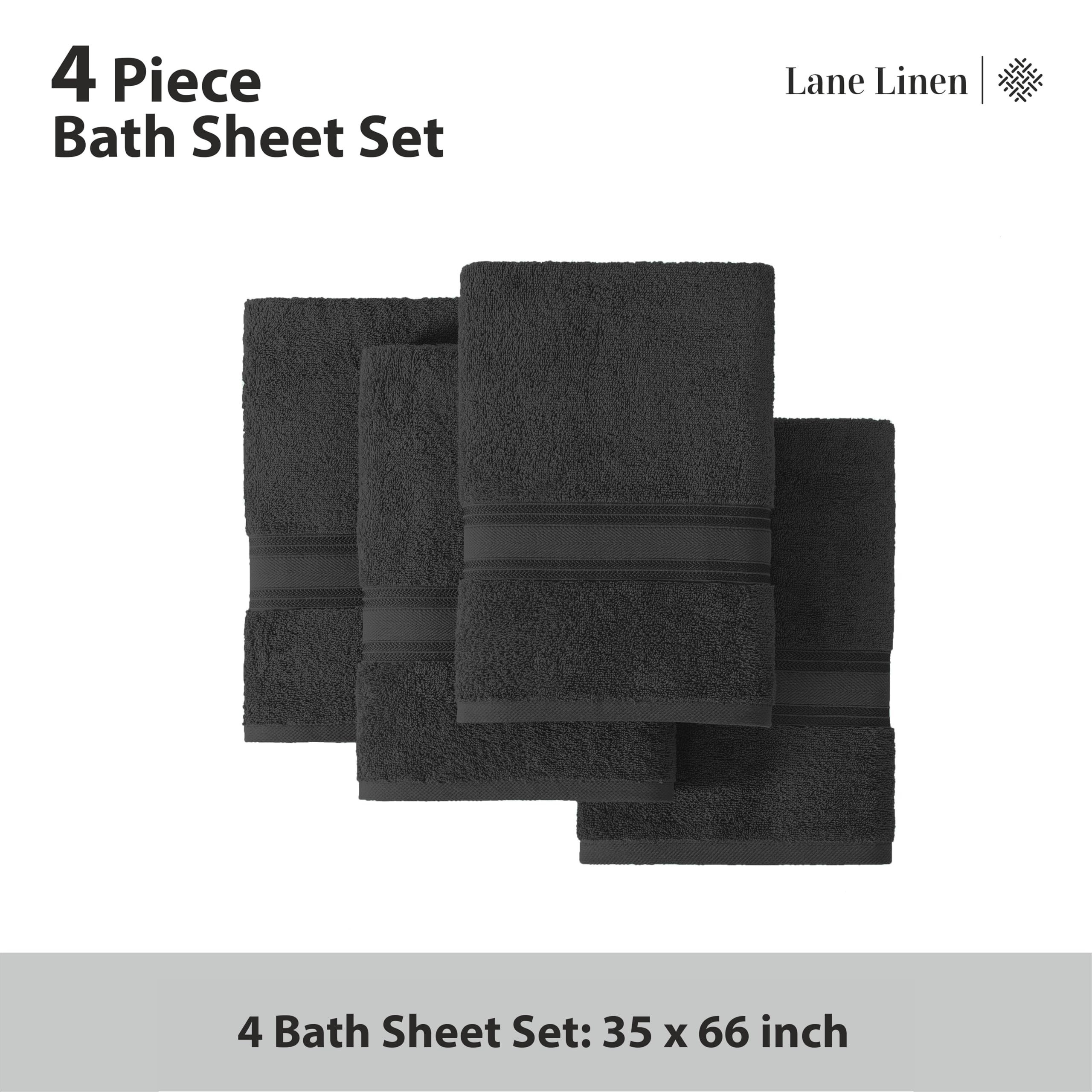 LANE LINEN Toallas de baño grandes, toallas de baño 100% algodón, toallas de baño extragrandes, cero torsión, juego de toallas de baño de 4 piezas, secado rápido, toallas de ducha súper suaves,