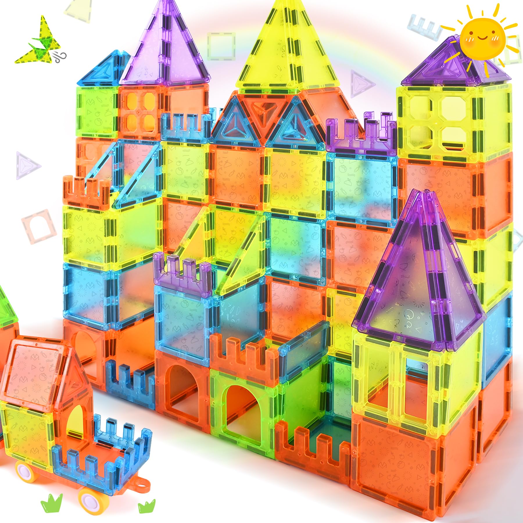 NAETANY Costruzioni Magnetiche, 92 Pezzi Giochi Magnetici per Bambini 3D Costruzione Magnetica per Bambini Educativi Calamite Montessori Costruzioni per Ragazza Ragazzo 3 4 5 6 7 8 anni