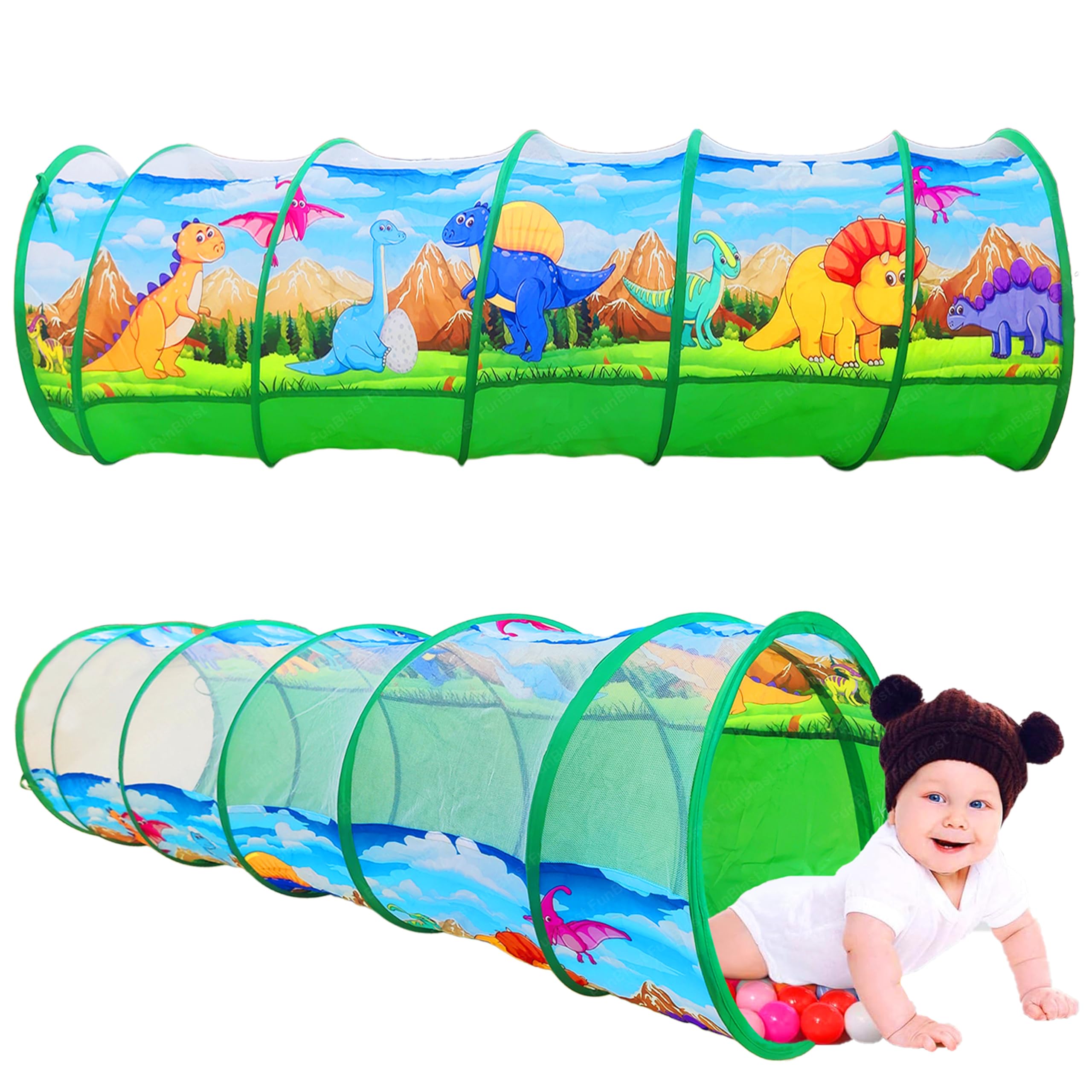 FunBlast Dinosaur Tunnel Tent for Kids-6 Feet Long Pop Up Tunnel Tent for Kids,Foldable Indoor&Outdoor Tunnel for Toddlers,Girls&Boys,Pop-Up Activity Toys&Games ( Multicolor), 1 Tent House Theme (B09NDB8LGY) Amazon Price History, Amazon Price Tracker