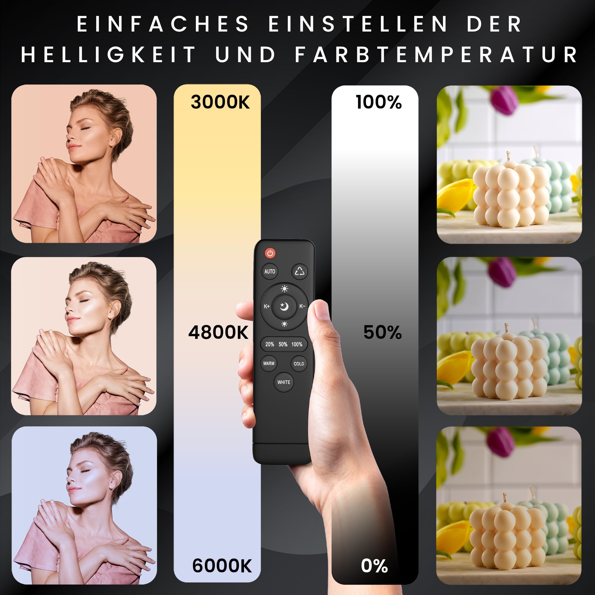 Fotostudio Set – 2 Softbox 70 x 50 cm, 2 Durchlichtschirm, 2 LED Lampen 4800 Lumen 3000-6000K Licht – Softboxen - Fotolicht Videolicht Fotolampe – Light Streaming Video Fotografie Studiolicht