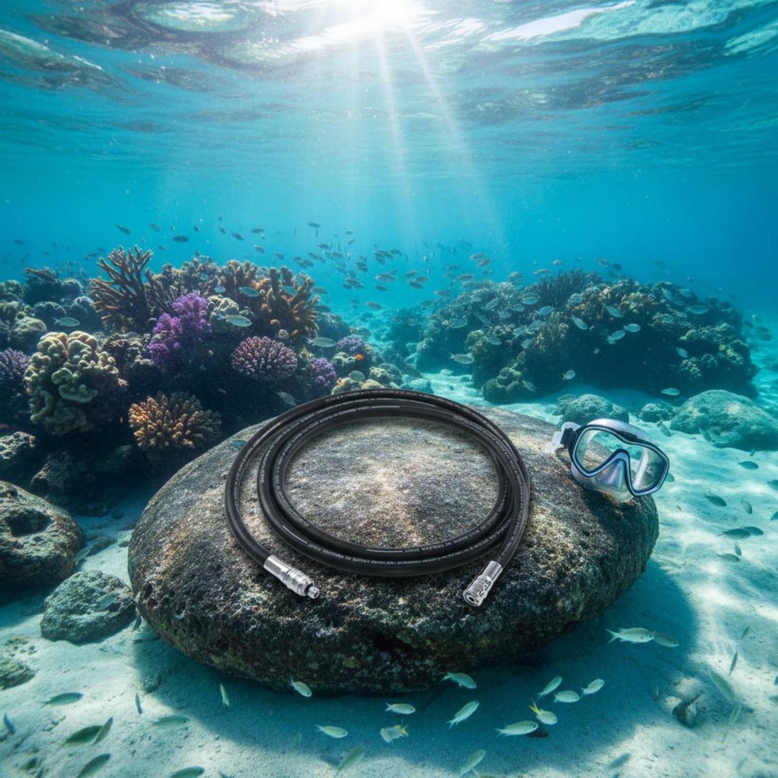 Tubo de Respiración para Buceo Respiratoria Conducto de Aire Snorkel Diseño Giratorio 360° con Caucho y Metal Flujo Continuo y Protección Antienganche