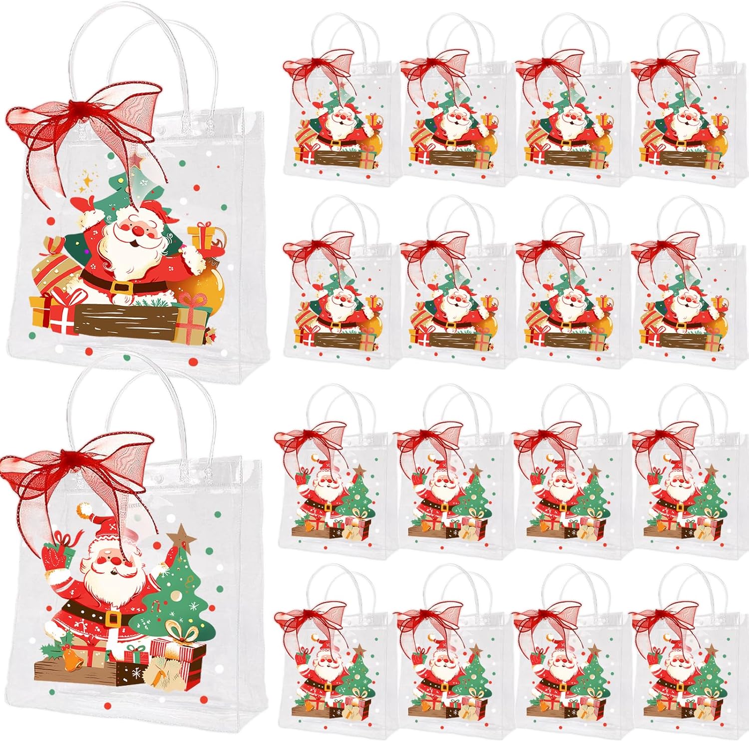 Jutieuo 24 Pack Clear OKA4 Plastic Gift Bags With Handles, Reusable Transparent Party Favor Bags Pvc Goodie Bag Bulk Wedding Baby Shower Birthday 6 3 - View #8