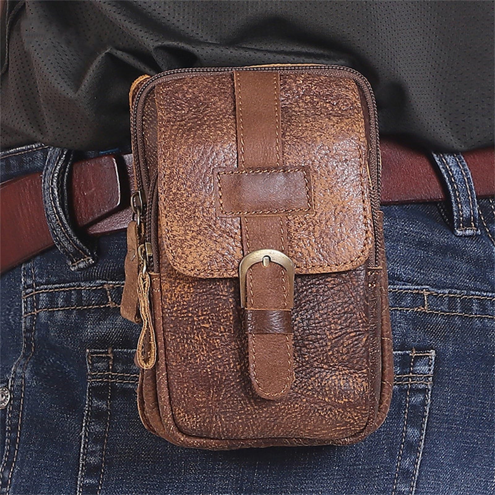 Torba na pasek na telefon komórkowy, męska torba na pasek do noszenia, torba crossbody, wielofunkcyjna torba na pasek w stylu retro, męska torba na telefon komórkowy nerka