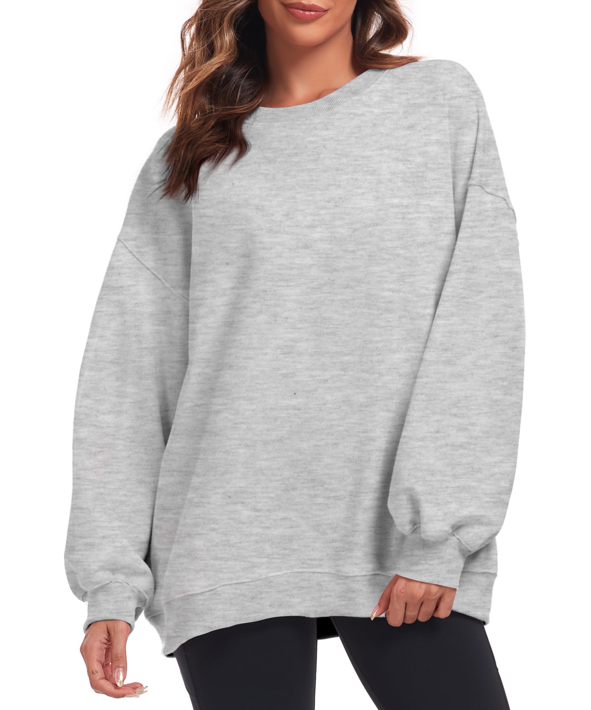 Oversized Sweatshirt for Women Crew Neck Fleece Sweatshirt Casual Long Sleeve Pullover Tops Trendy Clothes
