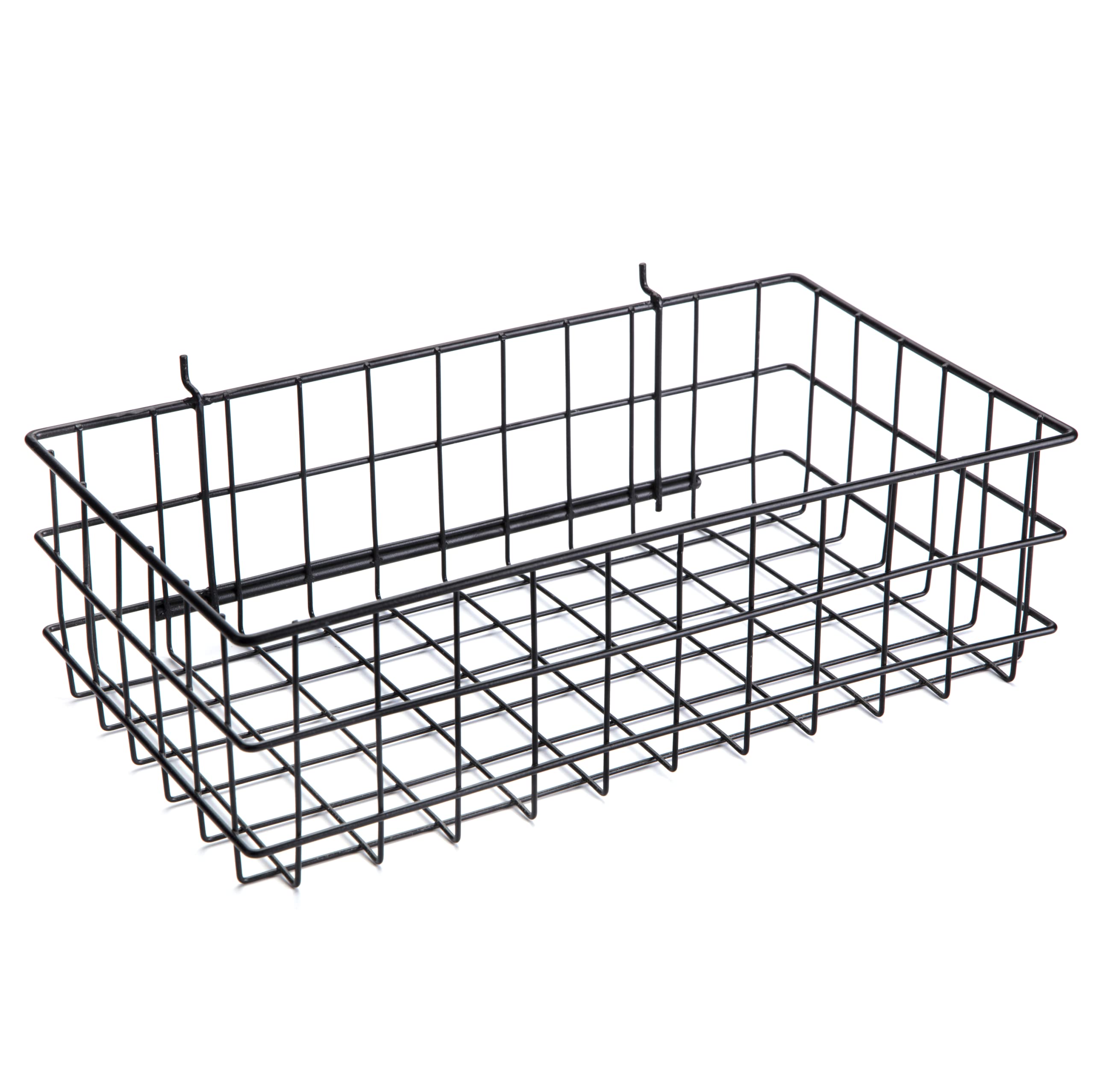 Right Arrange Pegboard Basket Size XL, Black - Hooks to Any Peg Board - Square Style Wire Shelf Baskets - Organize Tools, Workbench, Accessories, Garage Storage - Wall Organizer Attachments