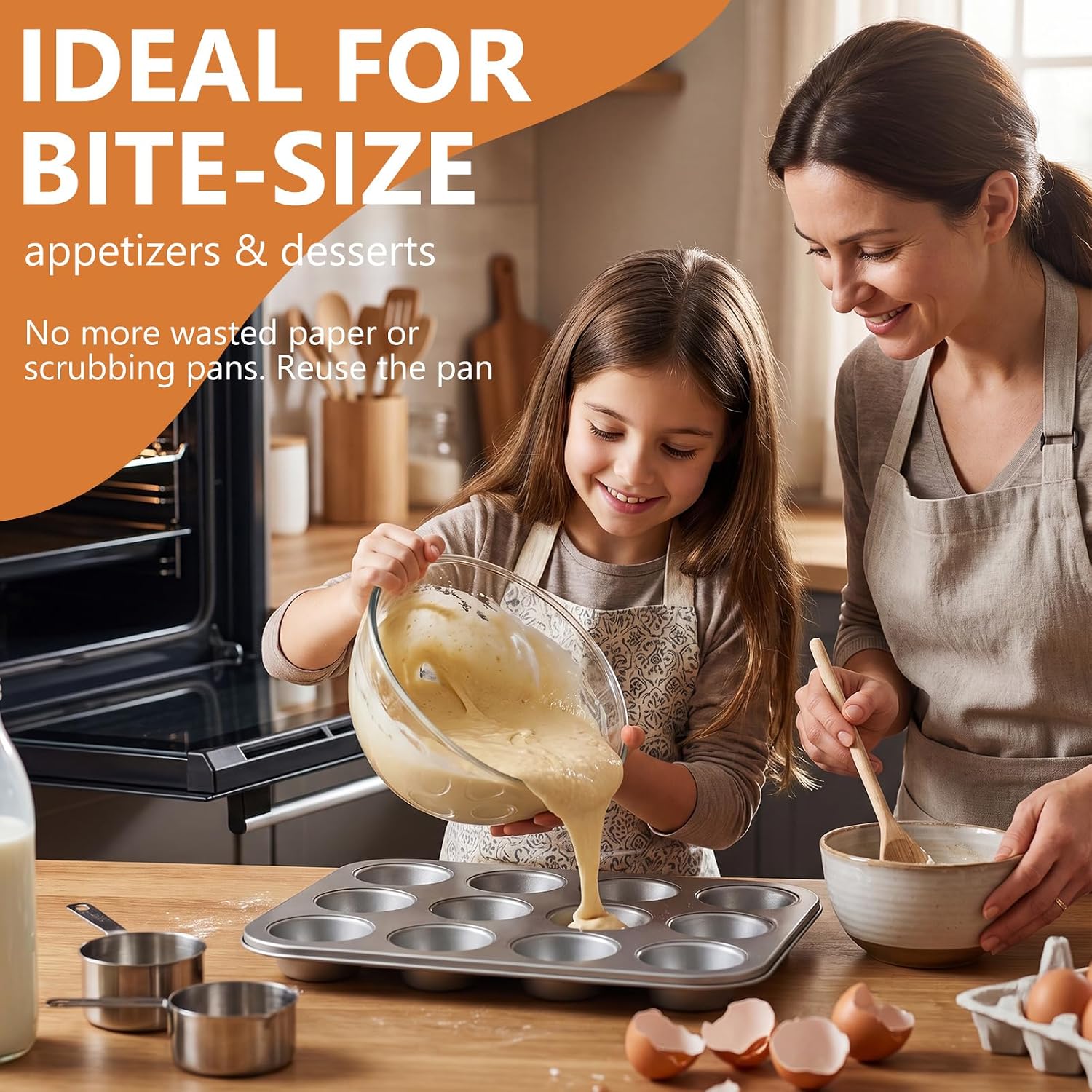 4 Pcs Muffin Pan 12 Cup Carbon Steel Cupcake Baking Pan Nonstick Tin Tray for Standard Muffins, Brownie, Tart, Quiche, Heavy Duty Bakeware Set, Oven & Dishwasher Safe