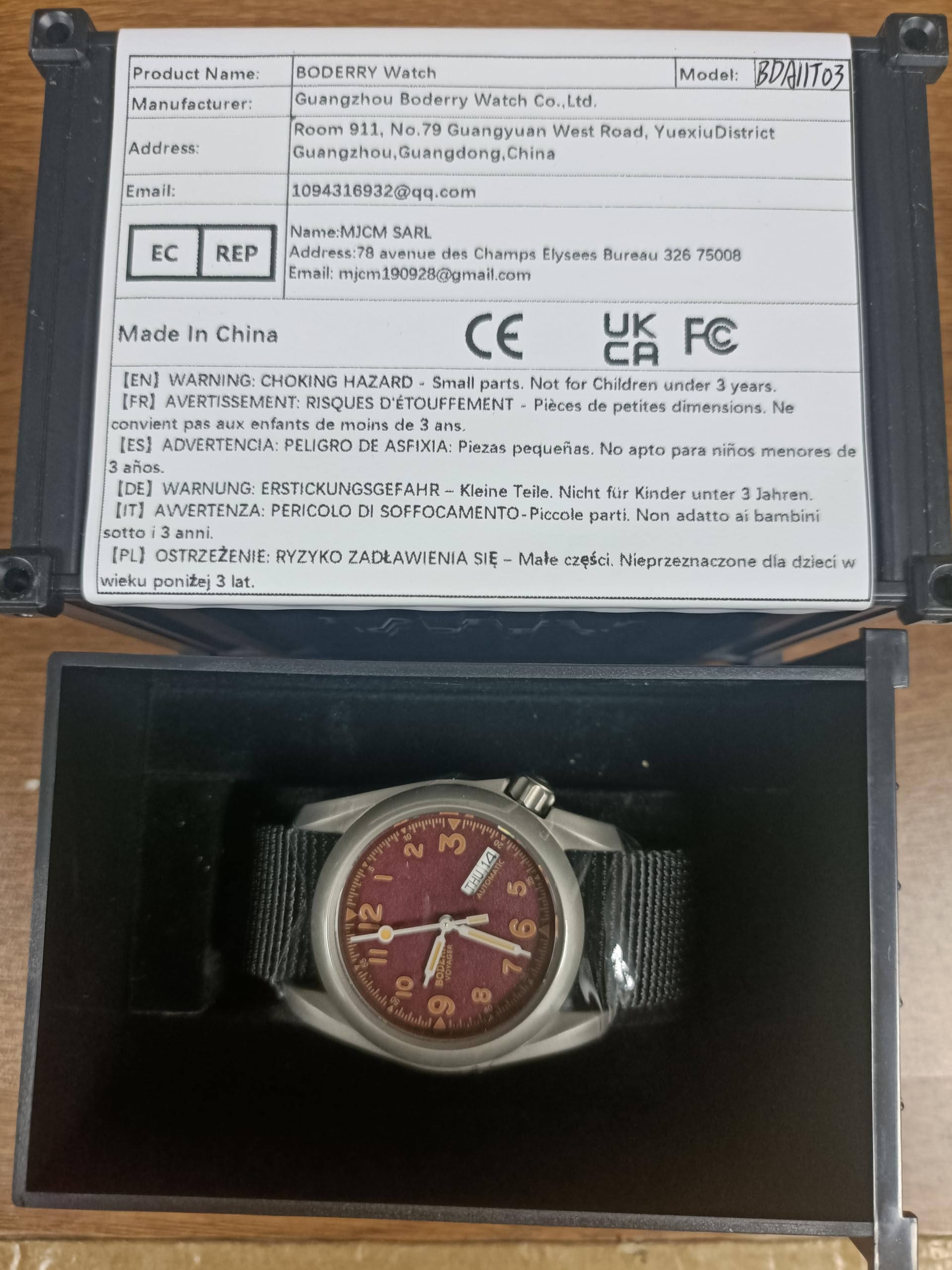 BODERRY Orologio Uomo Automatico Titanio – 40mm Orologio da Campo Militare, Movimento Meccanico Giapponese, Funzione Giorno-Data, Corona a Vite, Impermeabile 100m, Cinturino in Nylon – VOYAGER