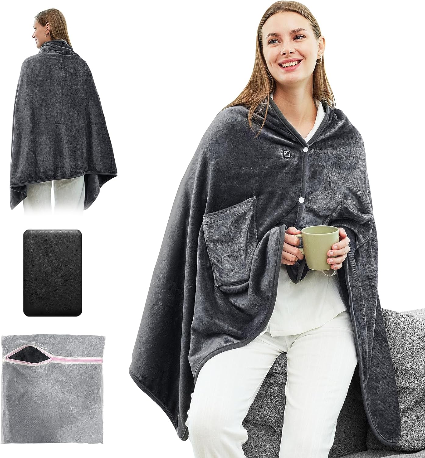 Portable Electric Blanket,USB Heating Pad,Wearable Heated Blanket with