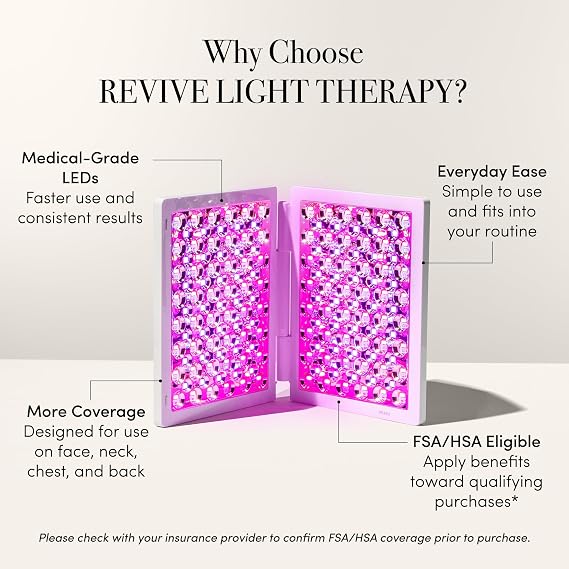 ReVive Lux Collection dpl IIa LED Light Therapy Panel, Medical-Grade Blue & Red Light Therapy for Face Wrinkles, Easy at Home Acne Tools, LED Face Mask Alternative