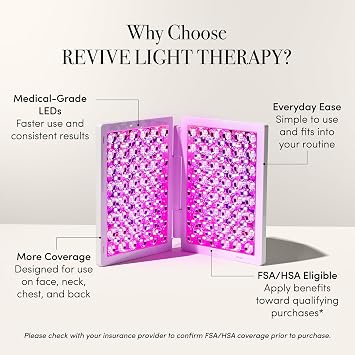 ReVive Lux Collection dpl IIa LED Light Therapy Panel, Medical-Grade Blue & Red Light Therapy for Face Wrinkles, Easy at Home Acne Tools, LED Face Mask Alternative