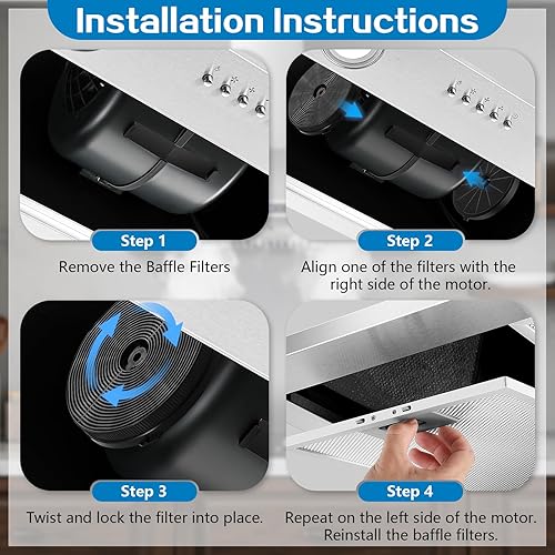 Miniatura 5 de Filtro de carbón de repuesto para campana extractora (USGDCF-G) para campana extractora Tieasy GD10 TD10 GI02 TI02