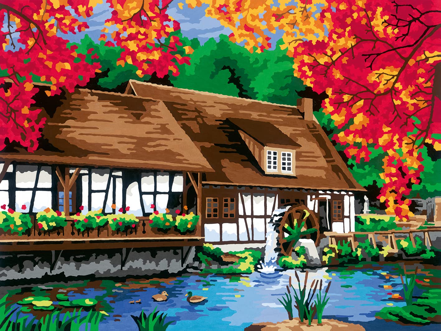 Ravensburger CreArt 23546 - Mühle am Blautopf - Malen nach Zahlen Erwachsene, DIY Malset mit Pinsel und Acrylfarben, Geschenk für Frauen und Männer, Malen für Erwachsene