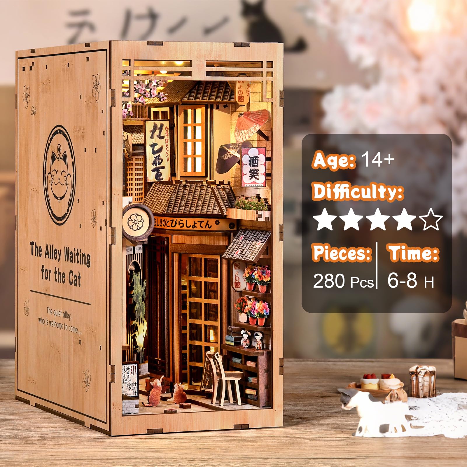 Book Nook Kit - Puzzle de madera 3D DIY para adultos, adolescentes y principiantes, miniatura para decoración de estanterías, regalo para familia, amigos y amantes de los libros