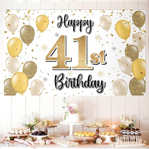 Vista 36 de Decoraciones de feliz cumpleaños 44, globo dorado número 44, cartel grande de cumpleaños, suministros para fiesta de cumpleaños de 44 años.