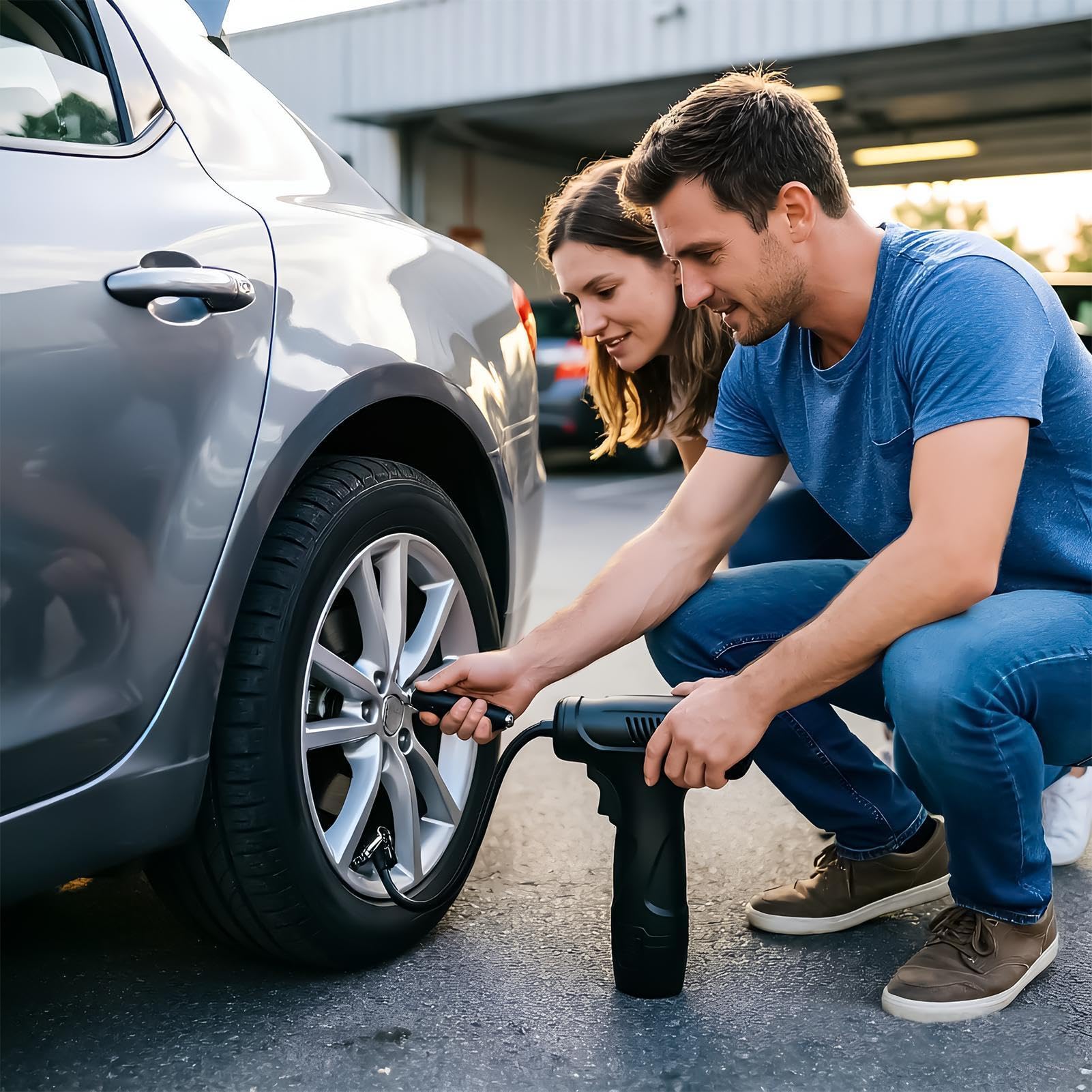 Luftpumpe für Autoreifen, Digitalanzeige mit LED-Lichtern, Manometer | Reifenpumpe, Auto-Luftkompressor für Fahrrad, Motorrad, Kugel, LKW, SUV, Wohnmobil, Outdoor, Camping, Reisen