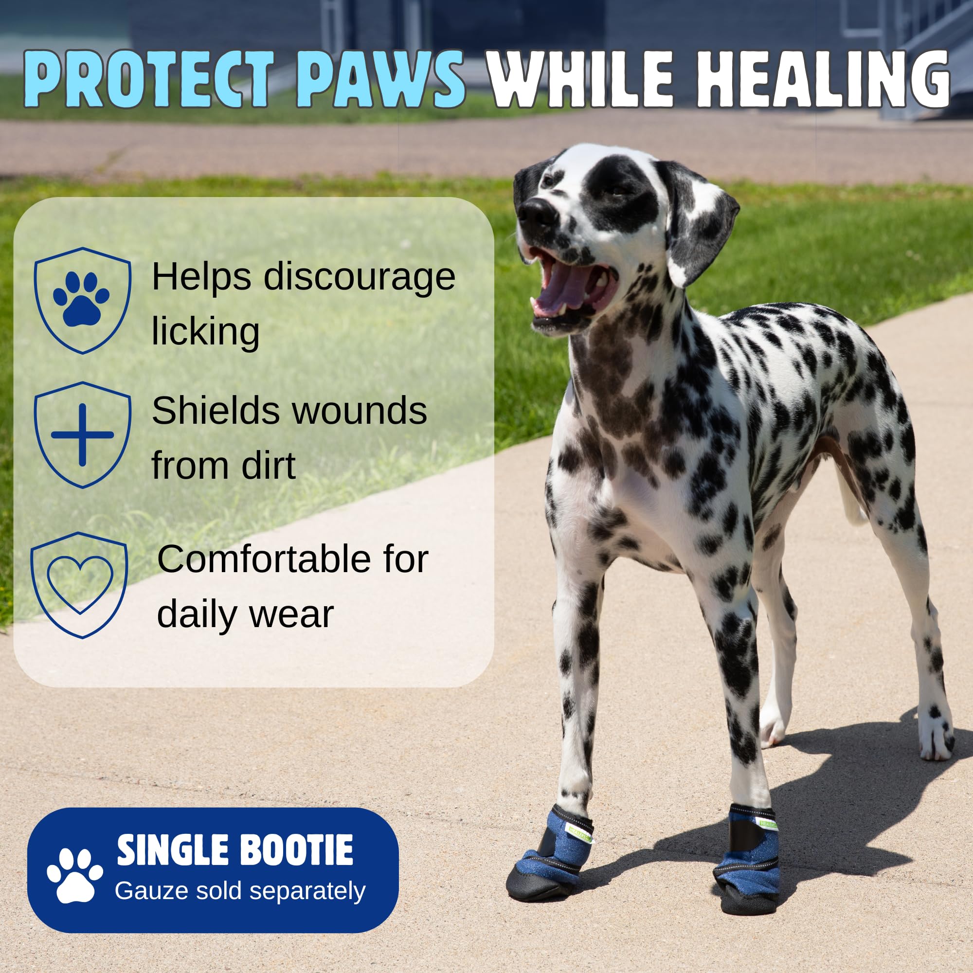 Healers PetCare - Bota médica para perro, botín protector para patas lesionadas, cuidado de heridas y recuperación, transpirable, antideslizante, cierre de correa ajustable, gasa no incluida (botín